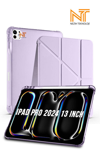 Nezih Case iPad Pro 2024 /2025 13 Inch Uyumlu Tri Folding Kalem Bölmeli Uyku ...