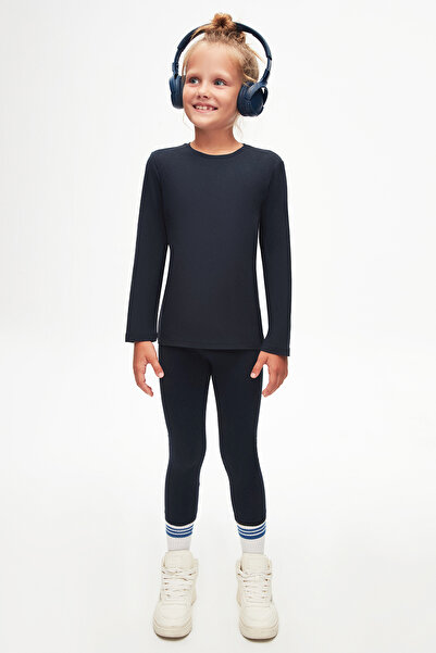 LOVETTI UniSex Children'S SeaSonal T-Shirt - Dark Navy, Crew Neck, Long Sleeve