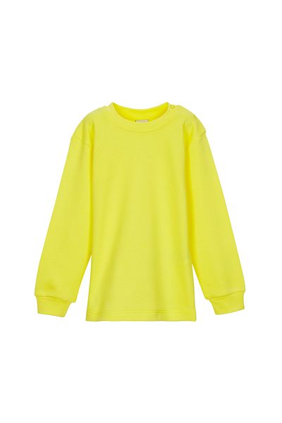 LOVETTI Yellow Highlighter BaSic Girl'S T-Shirt - Snap faStener, Crew Neck, Long Sleeve, Winter