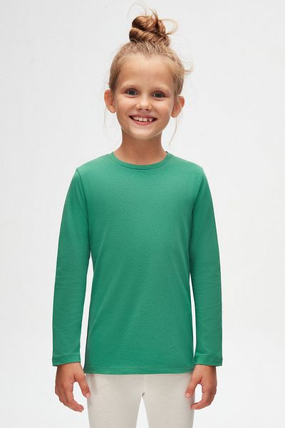 LOVETTI Dark Green Basic Unisex Children's Seasonal Crew Neck Long Sleeve T-Shirt