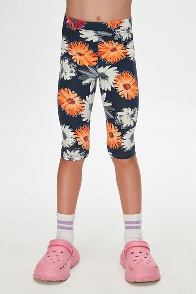 LOVETTI Stylized Sunflower Patterned Knee Length Leggings Capri for Girls