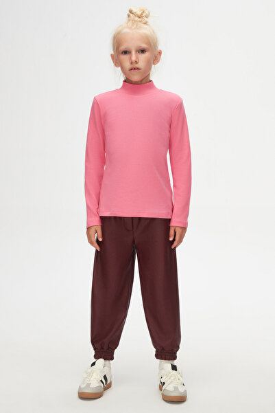 LOVETTI Candy Pink Girl's T-shirt - Half Turtleneck, Long Sleeve