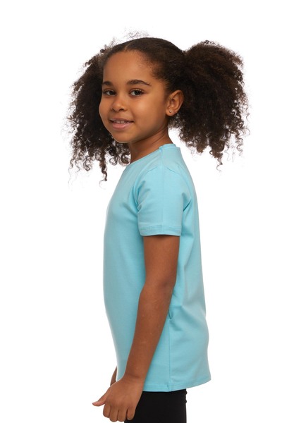 LOVETTI UniSex KidS T-Shirt - Cyan, Zero Collar, Short Sleeve