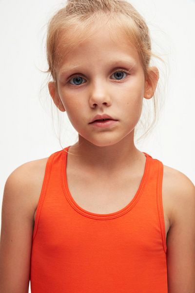 LOVETTI Orange Basic Girl's Swimming Tank Top