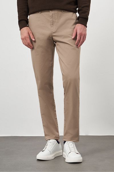 Morven Men's LIGHT BROWN Cotton Side Pocket Slim Fit Chino Pants