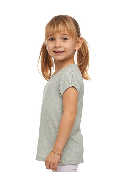 LOVETTI Ανοιχτό πράσινο μελανζ Basic για κορίτσια με λαιμόκοψη με λαιμόκοψη με μανίκια καρπούζι