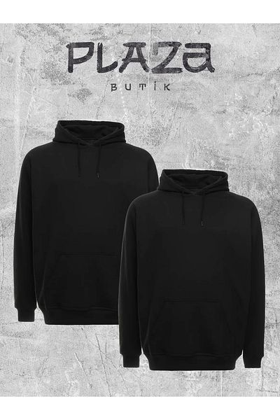 Plaza Butik Pachet de 2 hanorace supradimensionate cu glugă