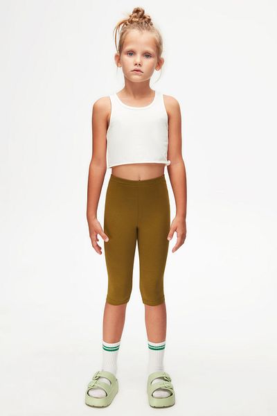 LOVETTI Olive Green Girl's Below Knee - Basic Tights Capri