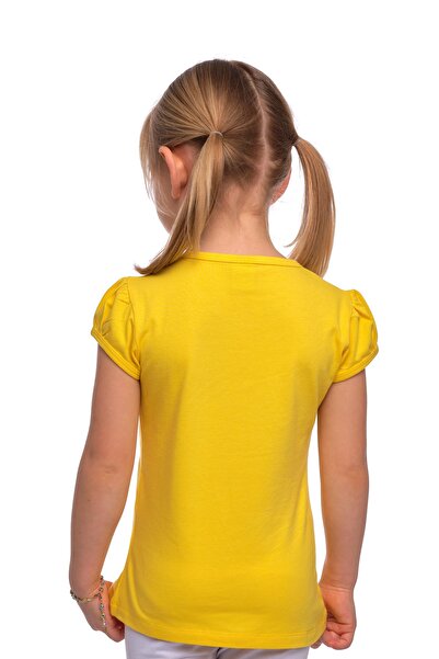 LOVETTI Girl'S Yellow zero Collar and Watermelon Sleeve T-Shirt