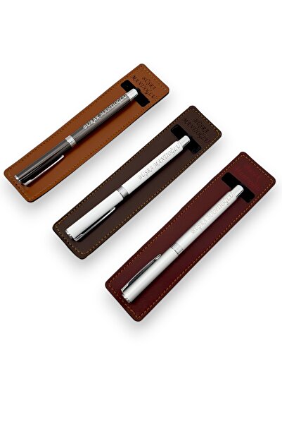 SürLaz Kişiye Özel Öğretmenler Günü Hediyesi Set 3'lü El Yapımı Deri Kılıflı ...