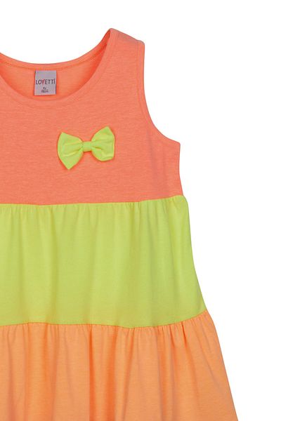 LOVETTI Orange and Fuchsia Colored Layered Girl's Strap Dress