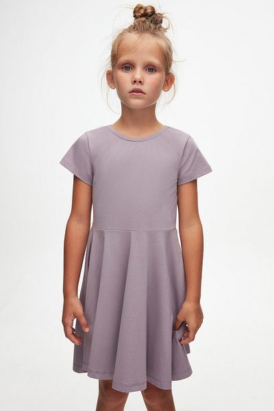 LOVETTI Soft Lilac Girl's Plain Basic Short Sleeve Dress