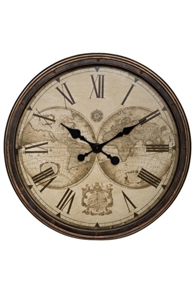 Atmosphera ساعة حائط تناظرية مطبوعة بخريطة العالم العتيقة من تومي، 51 سم