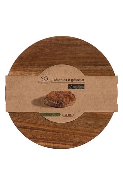 Secret de Gourmet حامل كيك دائري أنيق من خشب الأكاسيا 28 سم 196312