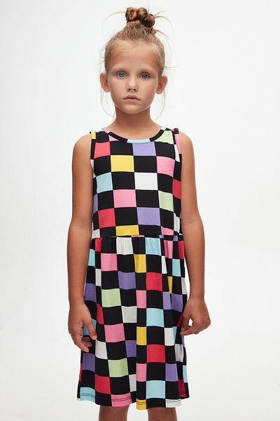 LOVETTI Chechers Op Art Girl's Patterned Dress