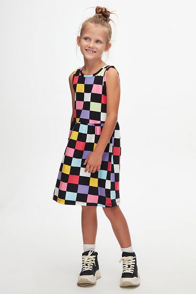 LOVETTI Chechers Op Art Girl's Patterned Dress