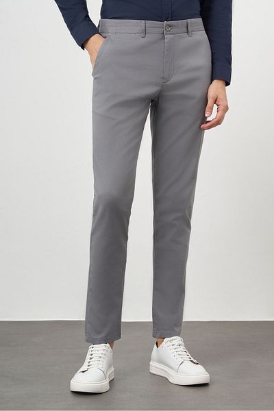 Morven Men's Gray Chino Slim Fit Trousers