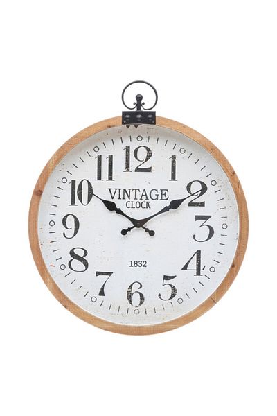 Atmosphera Yago Wood and Metal Round Analog Wall Clock 195200