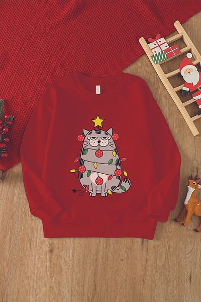 MYADA Fancy Cat Printed Children's Sweatshirt - Christmas 23187