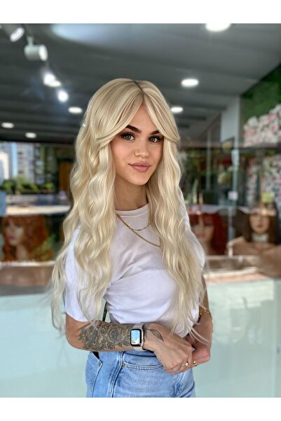 Fenomen Peruk Yeni Özel Platin Dalgalı Perçemli Peruk