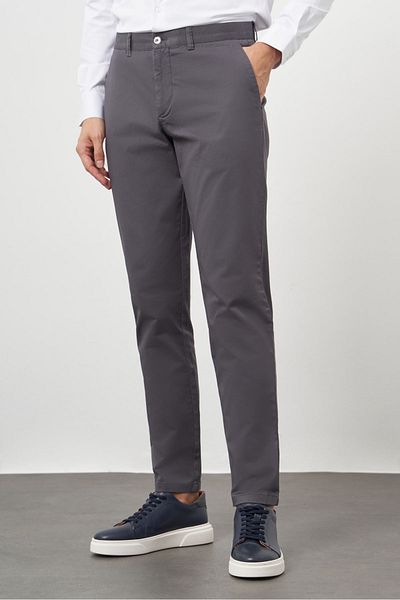 Morven Men's Anthracite Cotton Side Pocket Slim Fit Chino Pants