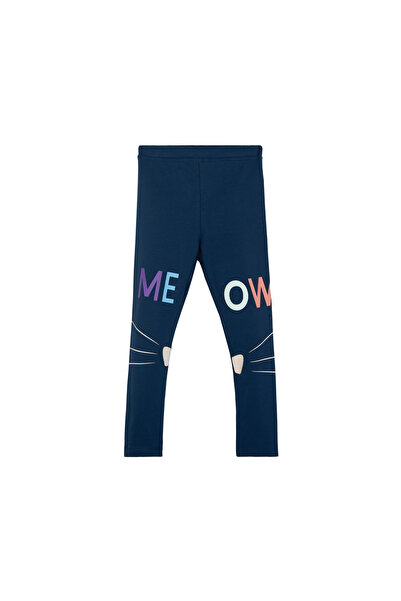 LOVETTI Κοριτσίστικο ελαφρύ Navy Blue Meow Face εμπριμέ εποχιακό καλσόν
