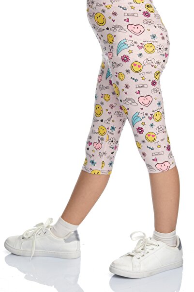 LOVETTI Friendly Smile Kız Çocuk Desenli Diz Altı Tayt Kapri