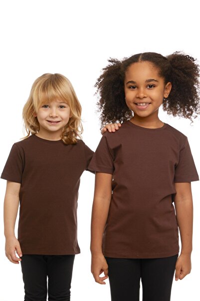 LOVETTI UniSex KidS Crew Neck Short Sleeve T-Shirt - Brown