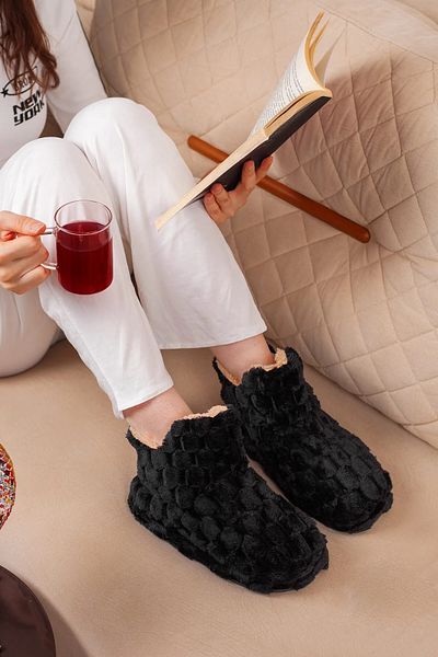 İpek Women's Warm Lined Slippers Home Boots Home Shoes Thick Light Sole