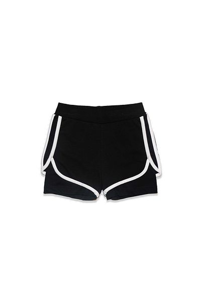 LOVETTI BlacK-blacK Ribbed Two Thread Shorts for Girls