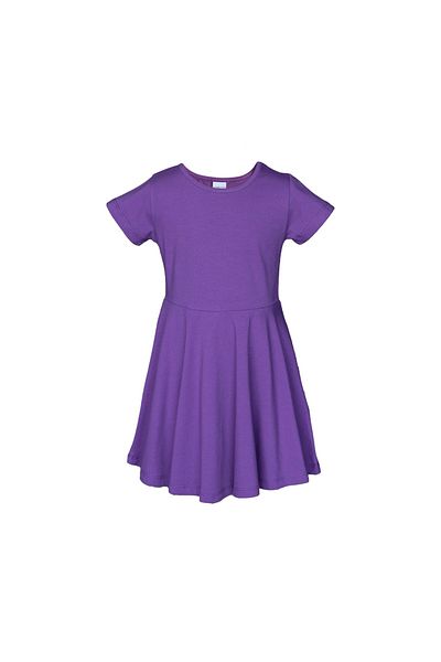 LOVETTI Basic Girl's Dress - Purple Color, Short Sleeve