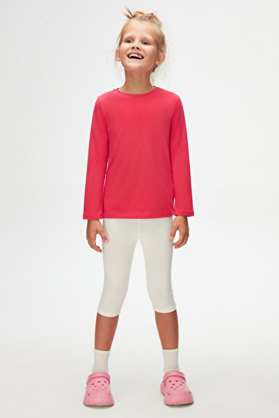 LOVETTI Nar Çiçeği Basic Unisex Çocuk Mevsimlik Sıfır Yaka Uzun Kollu Tişört