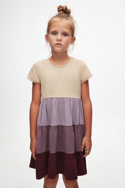 LOVETTI Colorful Girl's Dress - Layered Rotten, Short Sleeve