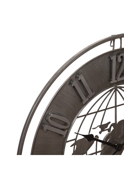 Atmosphera Isac World Globe Design Analog Metal Wall Clock Slate 68cm
