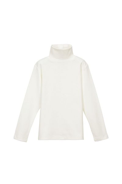 LOVETTI Ecru Basic Girls' Snap Full Turtleneck Raster Winter Long Sleeve T-Shirt