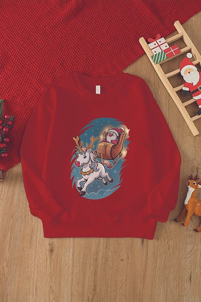 MYADA Deer Santa Claus Printed Oversize Children's Sweatshirt 23085