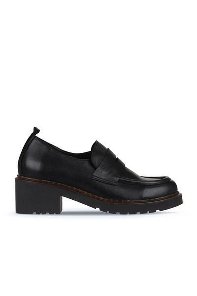 Bueno Shoes Черни кожени дамски обувки на висок ток 01wz4404