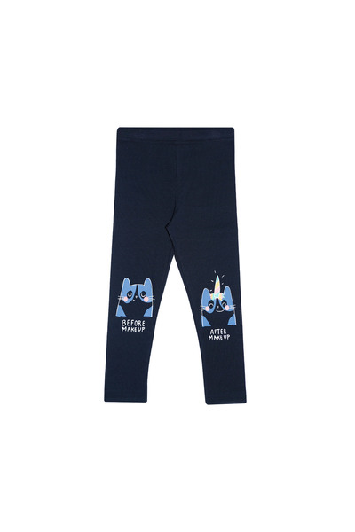 LOVETTI Colanți de sezon pentru fete cu imprimeu pisică albastru bleumarin în...