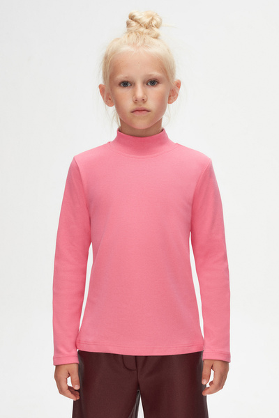 LOVETTI Candy Pink Girl's T-shirt - Half Turtleneck, Long Sleeve