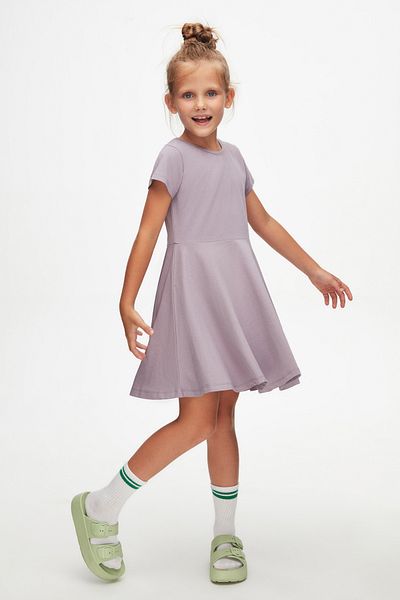 LOVETTI Soft Lilac Girl's Plain Basic Short Sleeve Dress