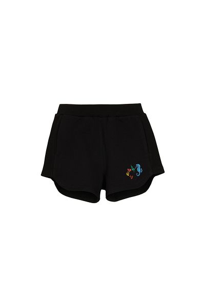 LOVETTI Sea Horse Printed BlacK Girl's Shorts - Two Thread