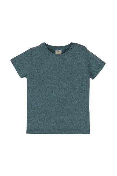 LOVETTI Dark Green Melange Basic Unisex Baby Snap Neck Short Sleeve T-Shirt