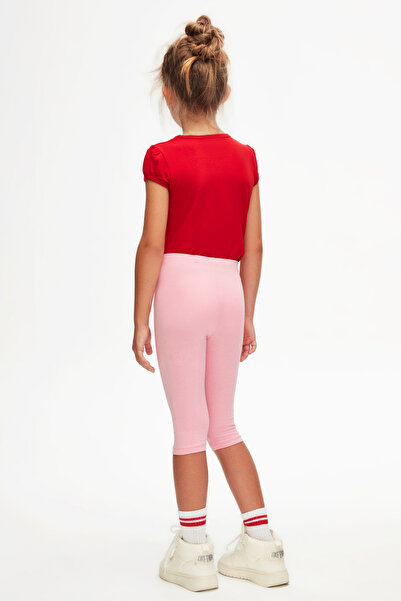 LOVETTI Pembe Basic Kız Çocuk Diz Altı Tayt Kapri