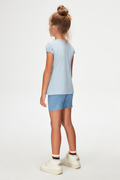 LOVETTI Μπλουζάκι Blue Melange Basic για κορίτσια με λαιμόκοψη καρπούζι με μανίκια