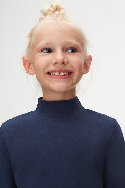 LOVETTI Girl - Light NAvy Long Sleeve HAlf Turtleneck T-shirt