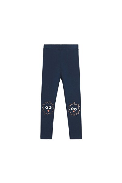 LOVETTI Ανοιχτό Navy Blue Crazy Eyes Printed Winter Raised κολάν για κορίτσι