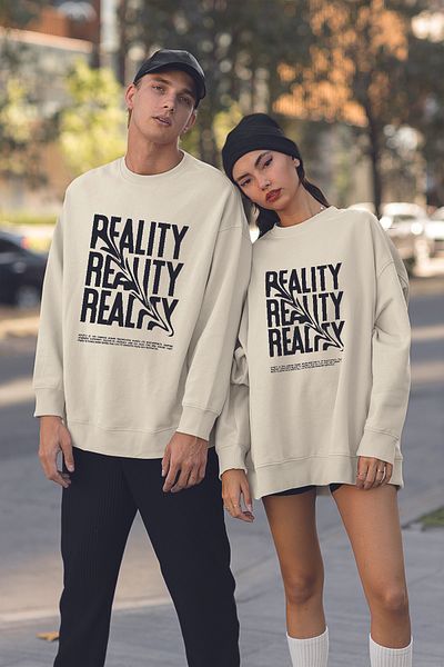 MYADA Unisex Style Reality Printed Oversize Sweatshirt 22661
