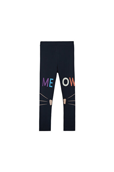 LOVETTI Meow Face Printed Dark Navy Blue εποχιακό καλσόν για κορίτσι