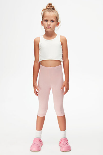 LOVETTI Leggings de bază sub genunchi roz pudrat Capri pentru fete