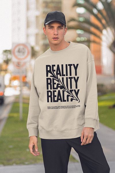 MYADA Unisex Style Reality Printed Oversize Sweatshirt 22661
